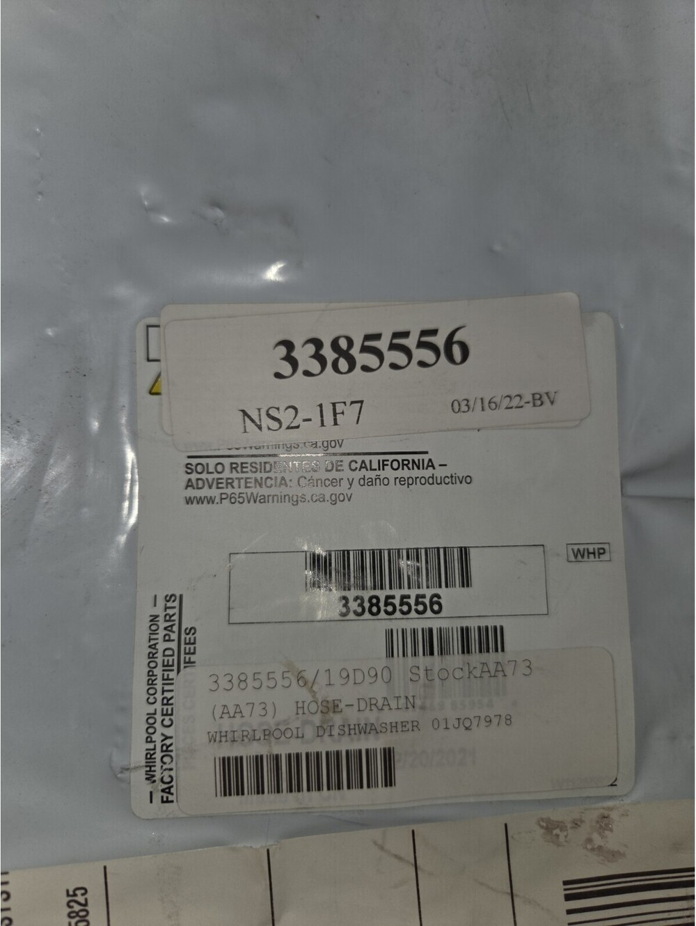 New OEM Whirlpool WP3385556 3385556 Dishwasher Drain Hose SE5